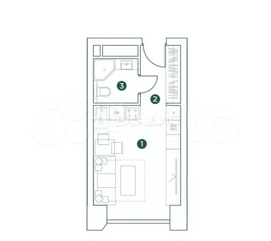 Квартира-студия, 25 м, 24/30 эт. - Фото 0