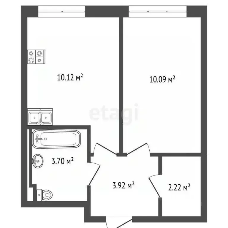 1-к кв. Тюменская область, Тюмень ул. Юрия Рогачева, 11к2 (29.7 м) - Фото 2