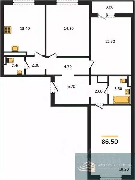 3-к кв. Воронежская область, Воронеж ул. Загоровского, 5/2 (86.5 м) - Фото 0
