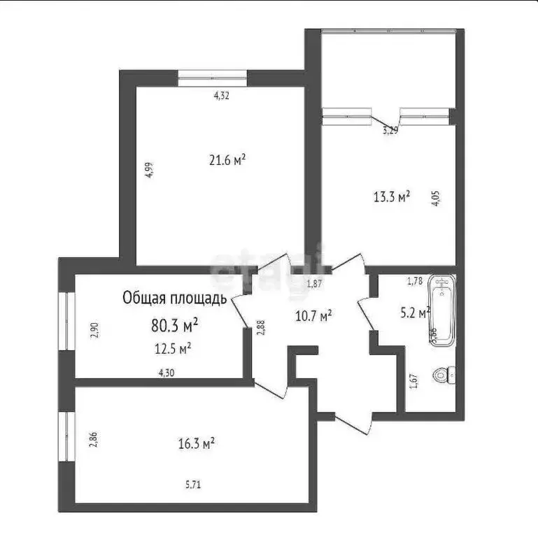 3-комнатная квартира: Кемерово, Щегловский переулок, 40 (81 м) - Фото 0