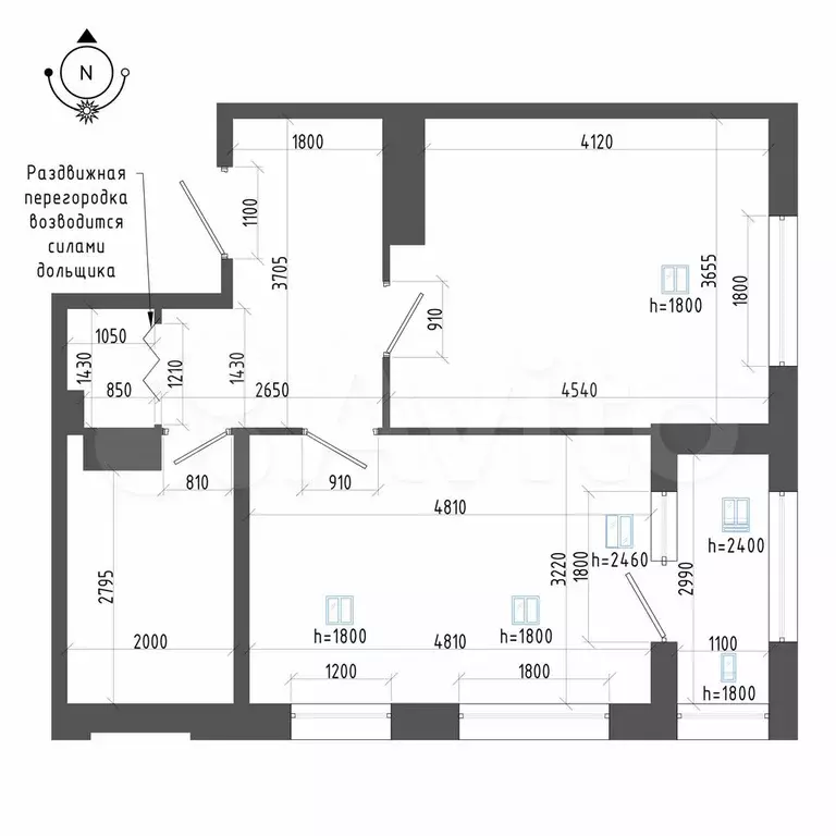 1-к. квартира, 48,7 м, 6/8 эт. - Фото 1
