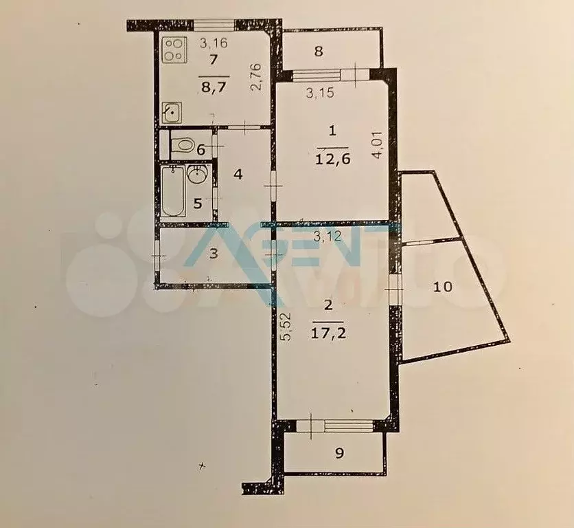 2-к. квартира, 58 м, 4/9 эт. - Фото 0