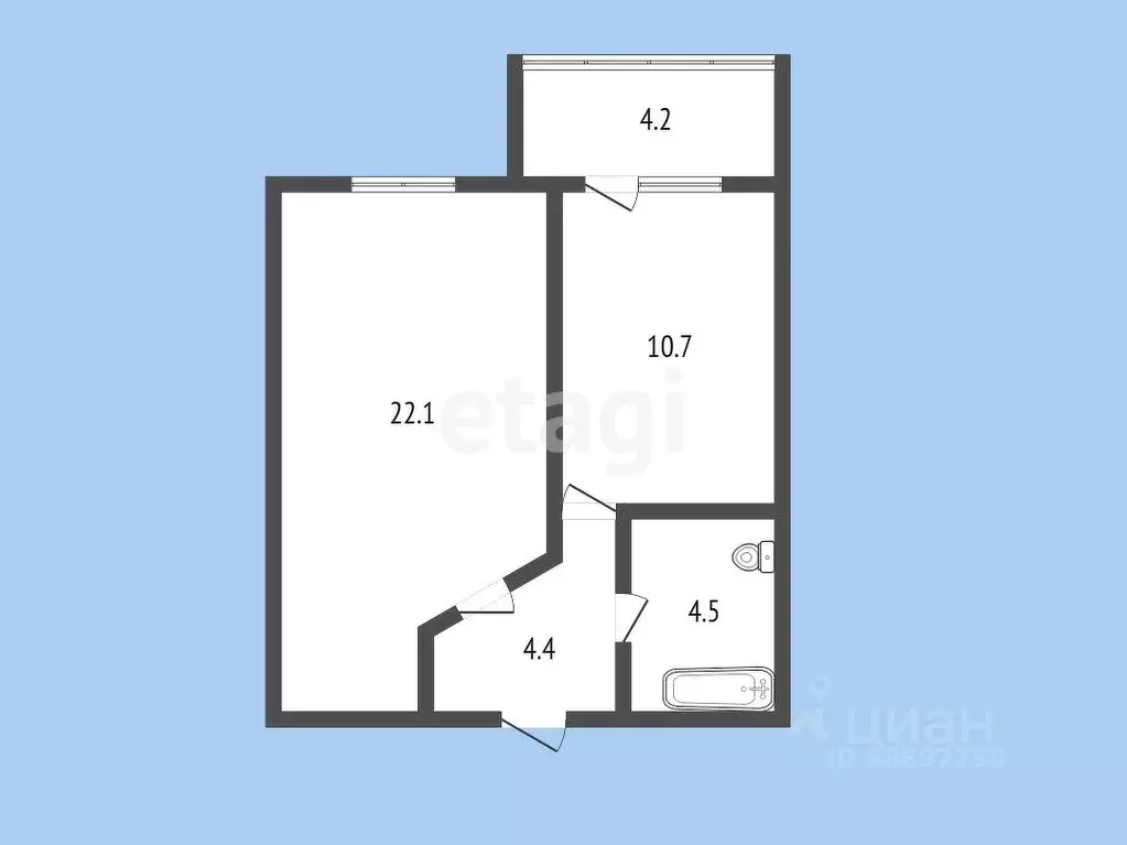 1-к кв. Карачаево-Черкесия, Черкесск ул. Балахонова, 6 (41.7 м) - Фото 1