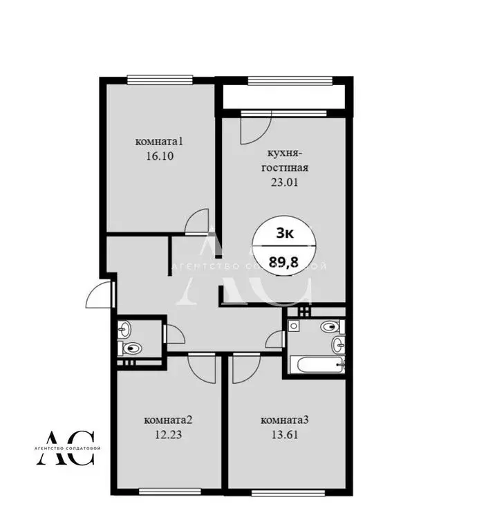3-комнатная квартира: Екатеринбург, Золотистый бульвар, 19 (89.8 м) - Фото 1