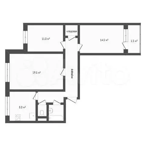 3-к. квартира, 67,4 м, 3/9 эт. - Фото 0