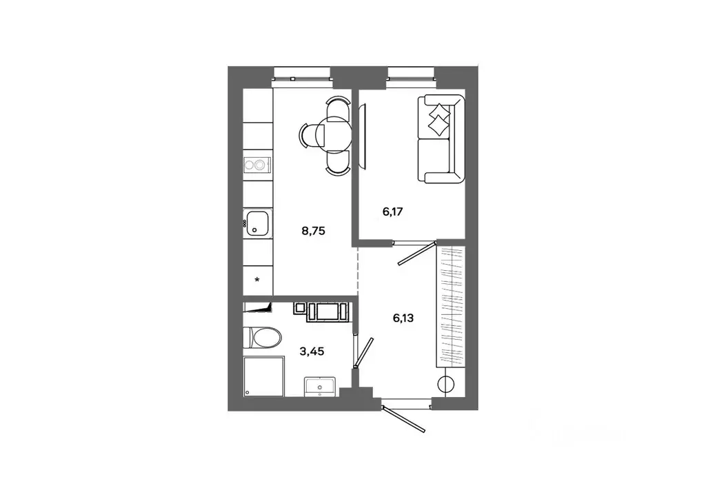 1-к кв. Ханты-Мансийский АО, Сургут ул. Ивана Захарова, 16 (24.5 м) - Фото 1