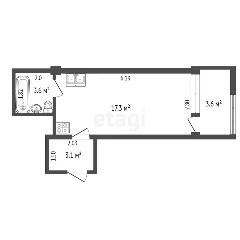 Студия Крым, Ялта ш. Южнобережное, 32 (24.0 м) - Фото 1