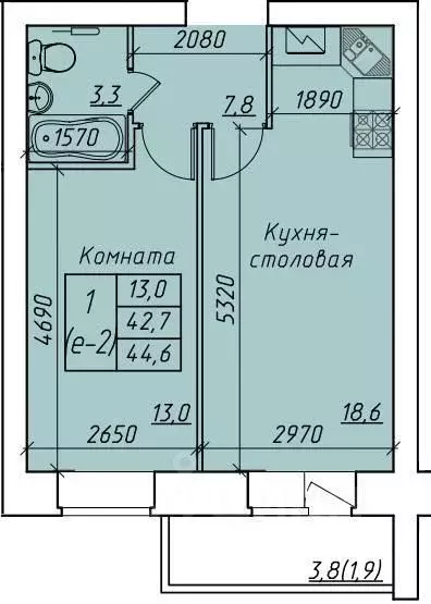 1-к кв. Вологодская область, Вологда  (44.6 м) - Фото 0