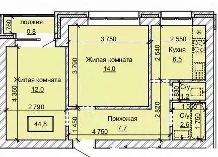 2-к кв. Алтайский край, Барнаул ул. Анатолия (44.8 м) - Фото 1