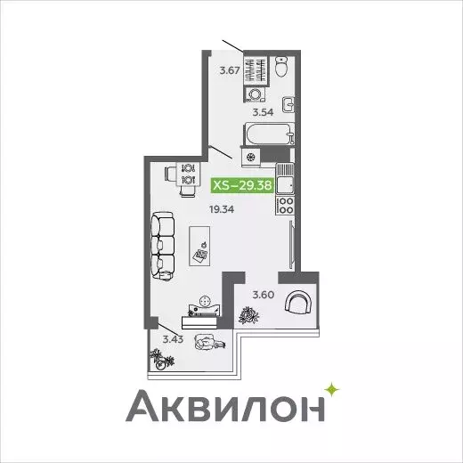Квартира-студия: Северодвинск, проспект Труда, 74к2 (29.38 м) - Фото 0