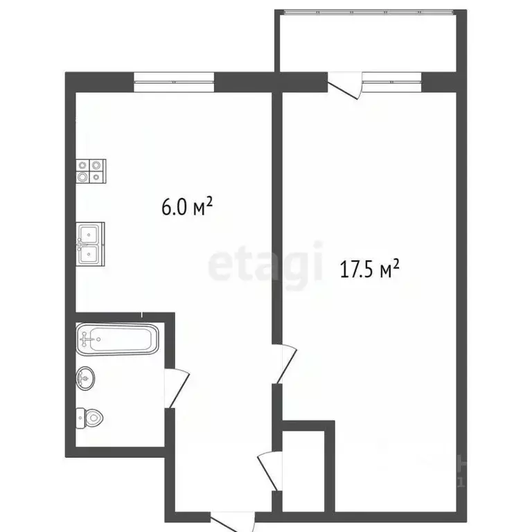 1-к кв. Севастополь ул. Ефремова, 26 (29.6 м) - Фото 2