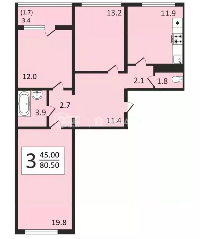 3-к кв. Воронежская область, Воронеж ул. Загоровского, 9/2 (80.5 м) - Фото 0