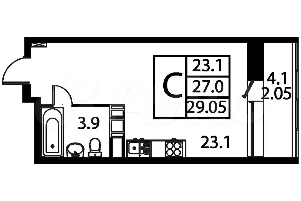 Квартира-студия, 29,1 м, 3/11 эт. - Фото 0