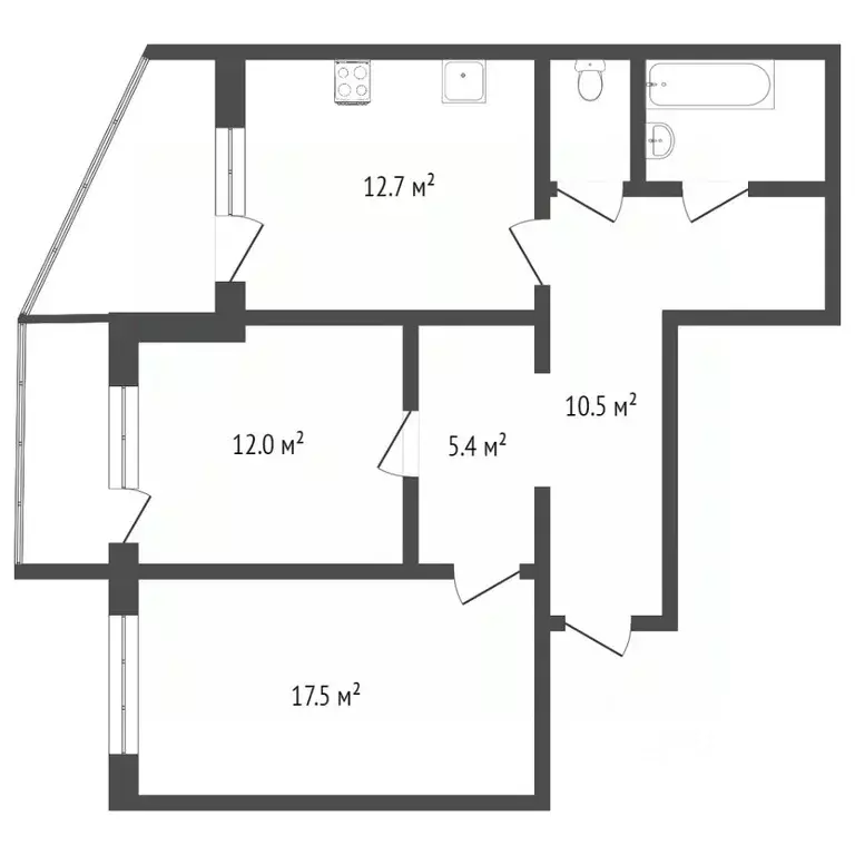 2-к кв. Крым, Симферополь ул. Маршала Жукова (61.7 м) - Фото 1