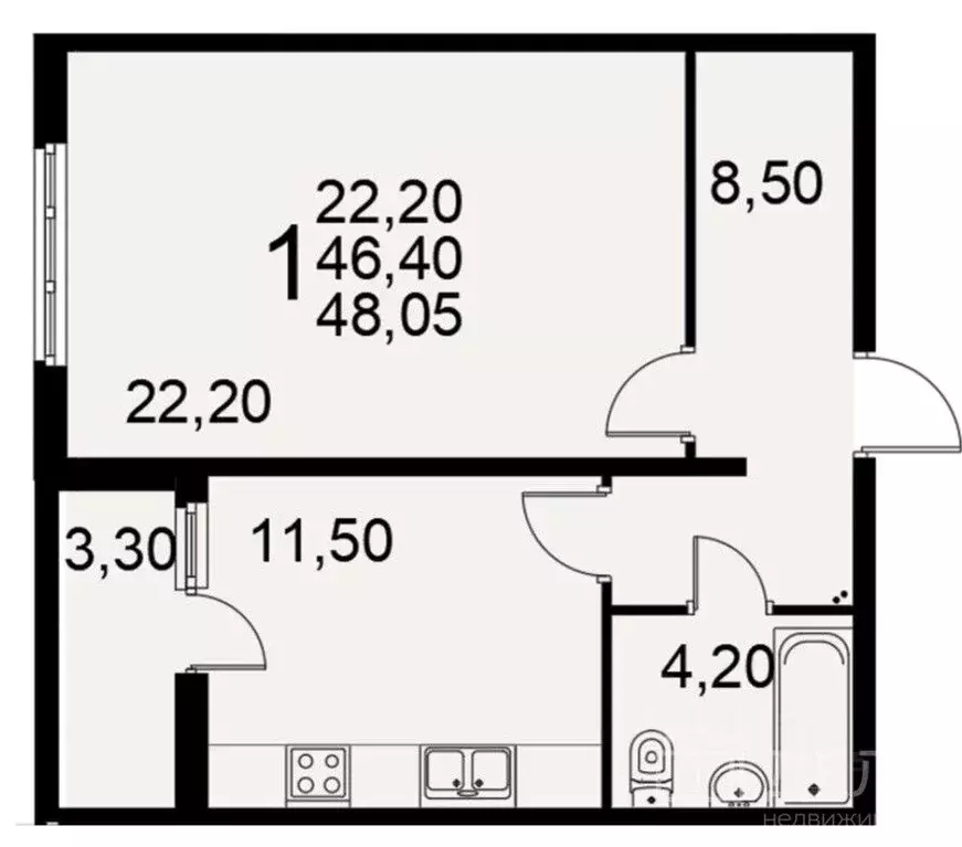 1-к кв. Рязанская область, Рязань Славянский просп., 12 (48.0 м) - Фото 1