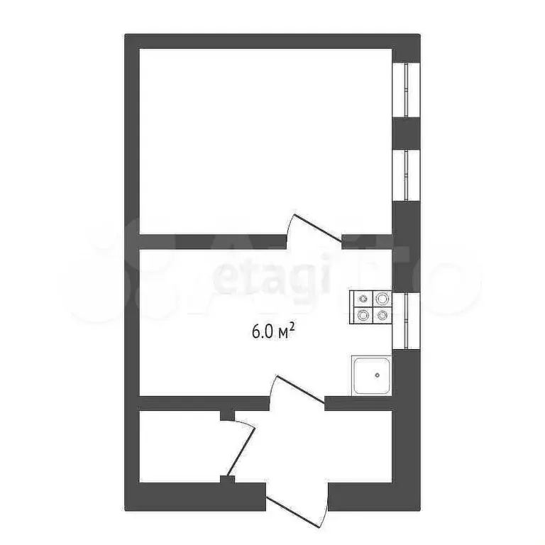 2-к. квартира, 35,7 м, 1/1 эт. - Фото 0
