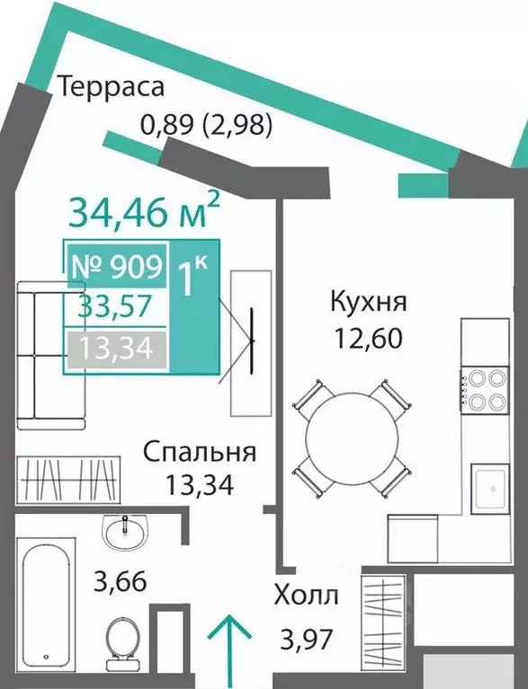 1-к кв. Крым, Симферополь Крымская роза мкр,  (34.46 м) - Фото 0