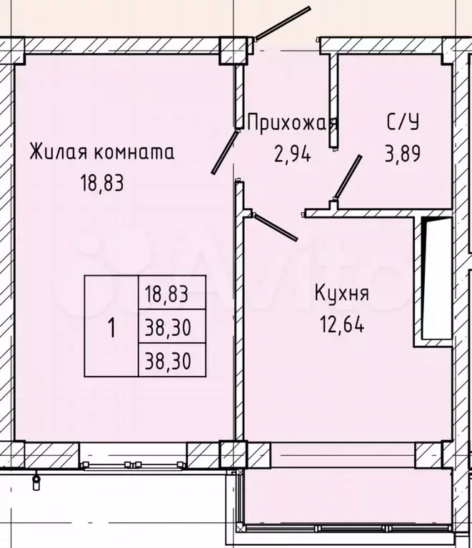 5-к. квартира, 38,3 м, 5/7 эт. - Фото 1