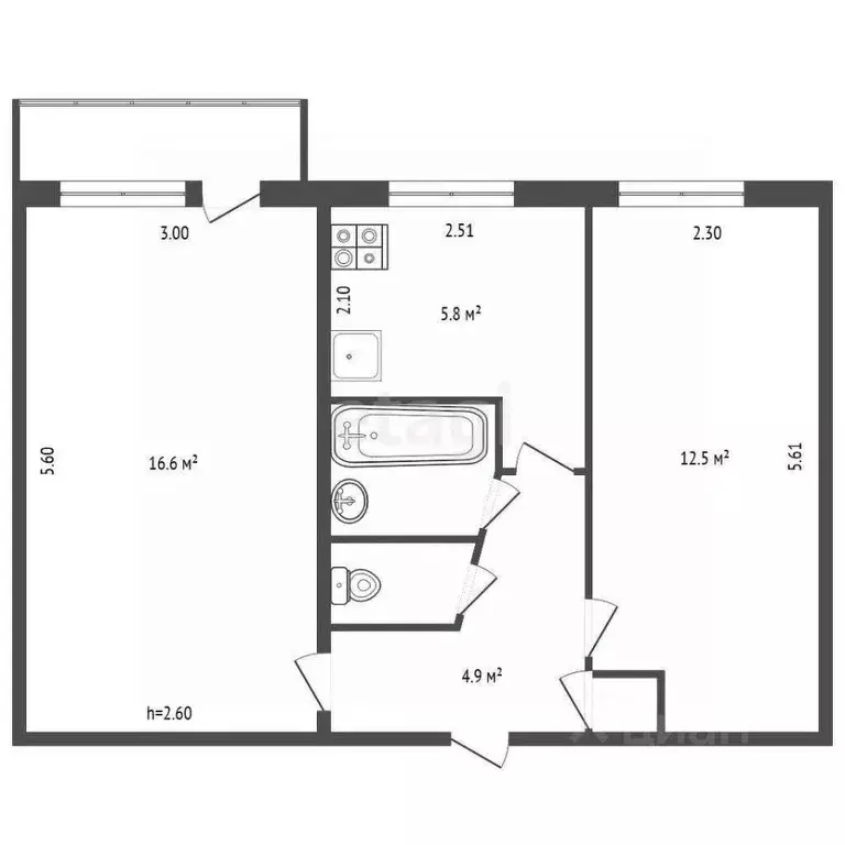 2-к кв. Владимирская область, Ковров Муромская ул., 31 (44.2 м) - Фото 2