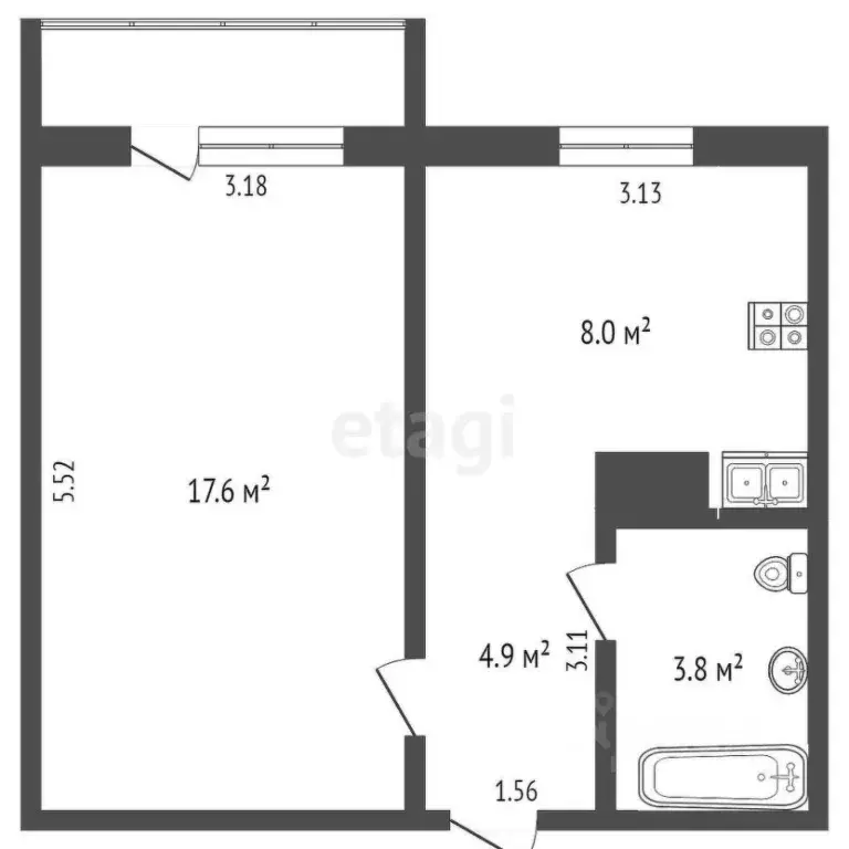1-к кв. Ямало-Ненецкий АО, Ноябрьск Советская ул., 46 (34.0 м) - Фото 1