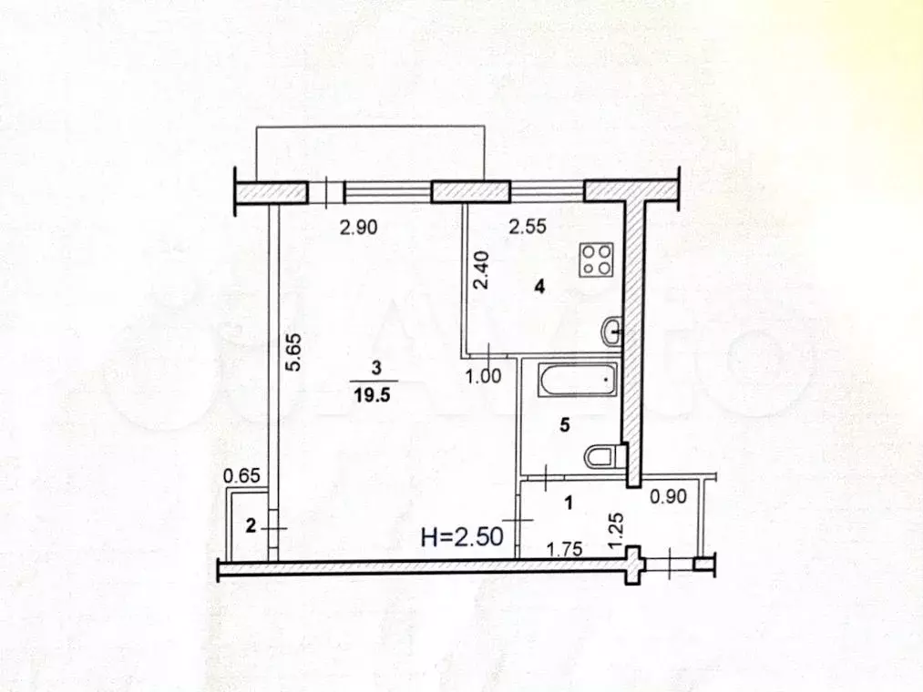 1-к. квартира, 32,4 м, 2/4 эт. - Фото 0