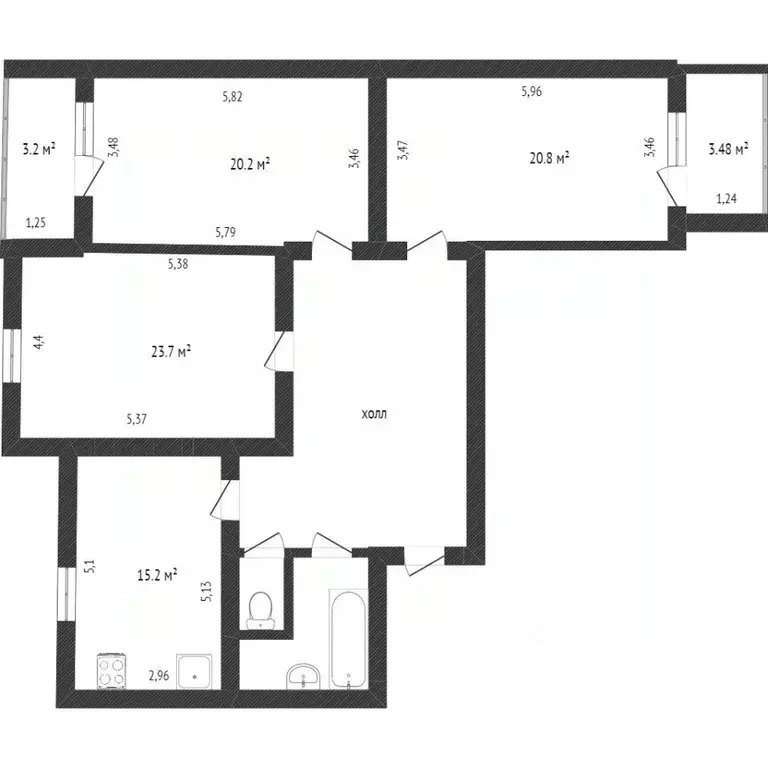 3-к кв. Белгородская область, Белгород Народный бул., 32 (139.9 м) - Фото 2