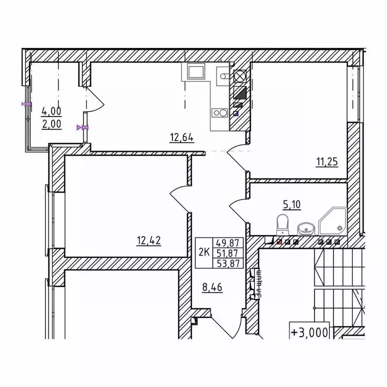 2-к кв. Калининградская область, Зеленоградск  (53.87 м) - Фото 1