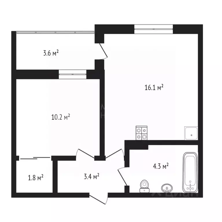 1-к кв. Тюменская область, Тюмень ул. Виктора Тимофеева, 9 (38.0 м) - Фото 1