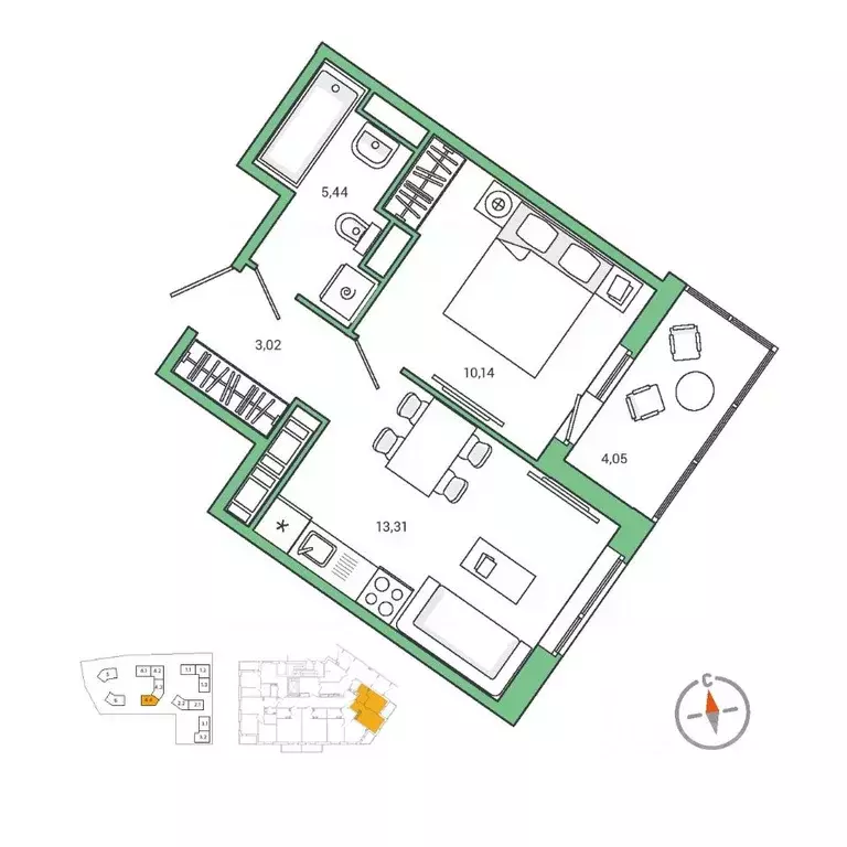 1-к кв. Ленинградская область, Всеволожский район, Заневское городское ... - Фото 1