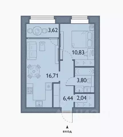1-к кв. Брянская область, Брянский район, пос. Мичуринский, ... - Фото 1