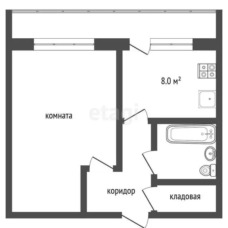 1-комнатная квартира: Белоозёрский, улица 60 лет Октября, 1 (33.1 м) - Фото 0