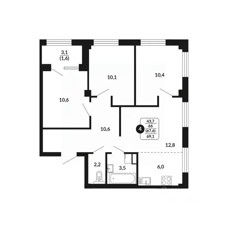 4-к кв. Кировская область, Киров Завода Маяк мкр,  (67.6 м) - Фото 0