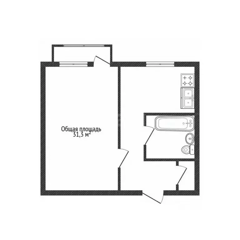 1-к кв. Брянская область, Брянск ул. Академика Королева, 5 (31.3 м) - Фото 1