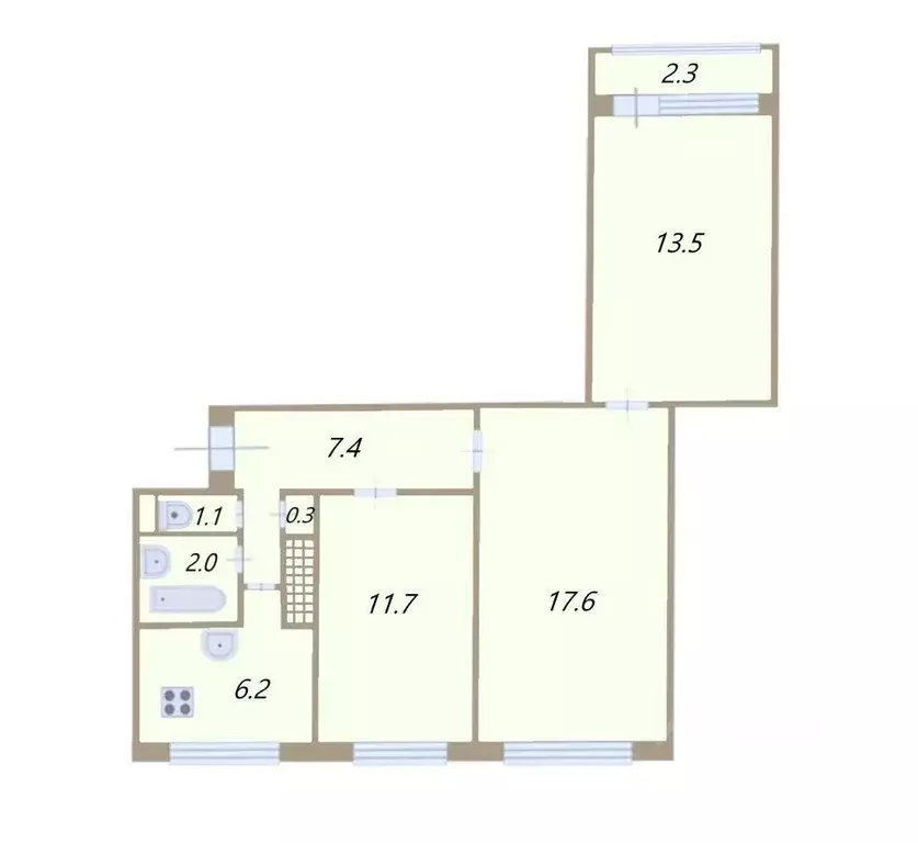 3-к кв. Санкт-Петербург просп. Королева, 19 (59.8 м) - Фото 2
