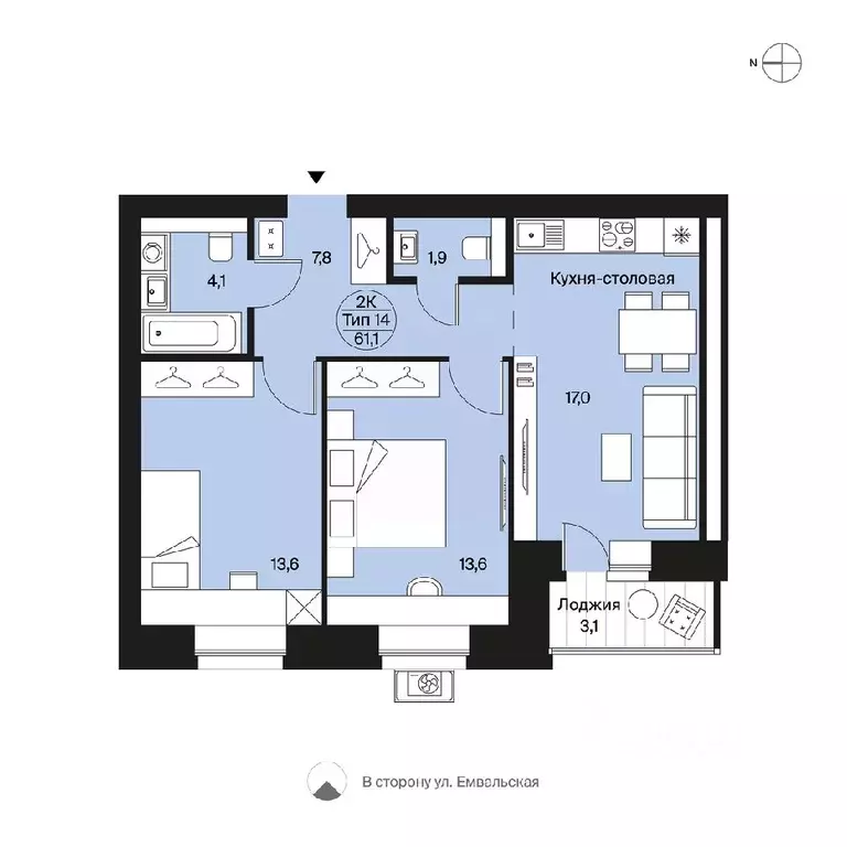 2-к кв. Коми, Сыктывкар Весенняя ул., 11 (61.1 м) - Фото 0