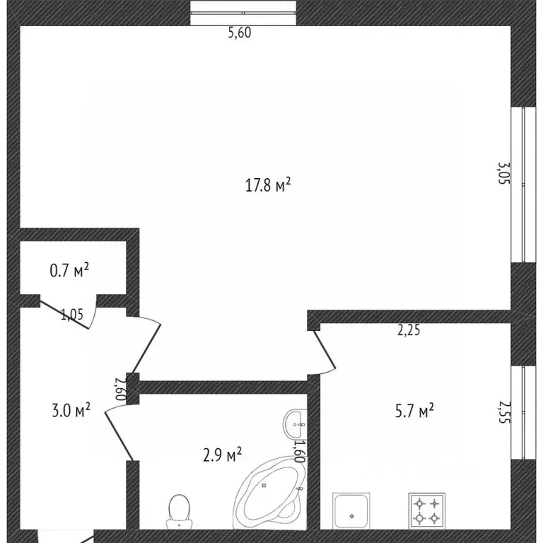1-к кв. Кемеровская область, Кемерово ул. Юрия Смирнова, 32 (29.9 м) - Фото 1