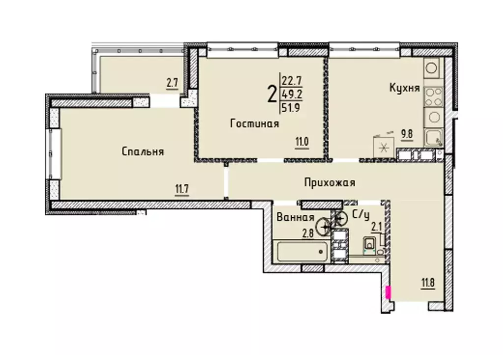 Свободной планировки кв. Саратовская область, Энгельс  (51.9 м) - Фото 0