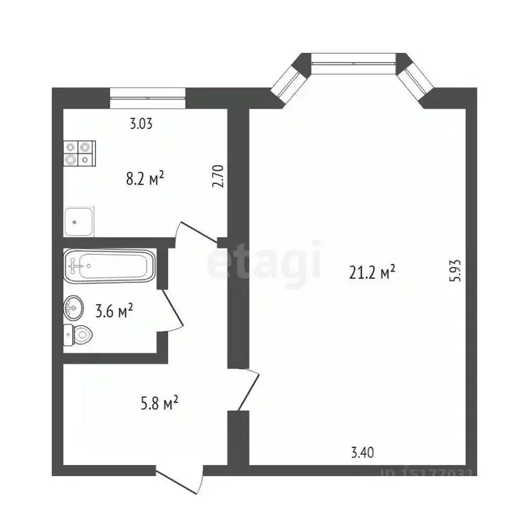 1-к кв. Ямало-Ненецкий АО, Новый Уренгой Железнодорожная ул., 2 (39.1 ... - Фото 2