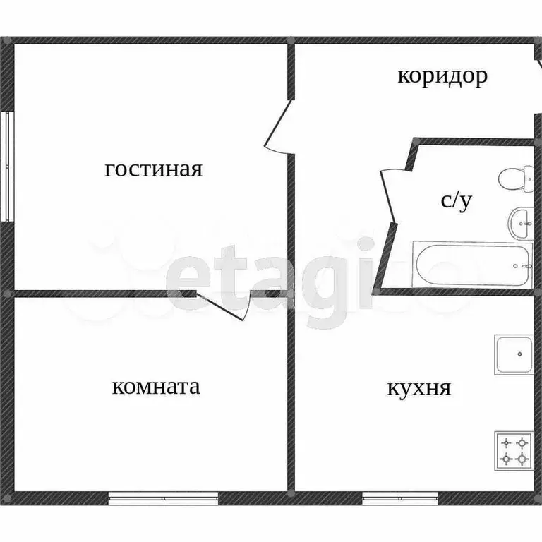 2-к. квартира, 39,8 м, 4/5 эт. - Фото 0