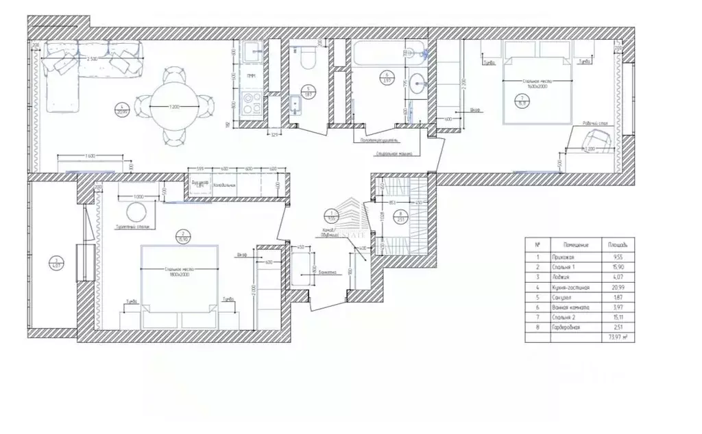 2-к кв. Краснодарский край, Краснодар Стахановская ул., 1/5к3 (65.4 м) - Фото 1