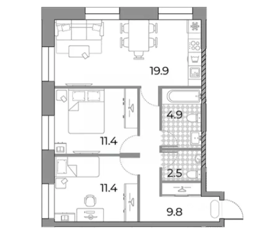 2-к кв. Москва Зиларт жилой комплекс, 18/19/27 (59.9 м) - Фото 0