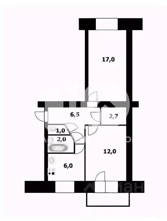 2-к кв. Новосибирская область, Новосибирск ул. Костычева, 38 (48.0 м) - Фото 0