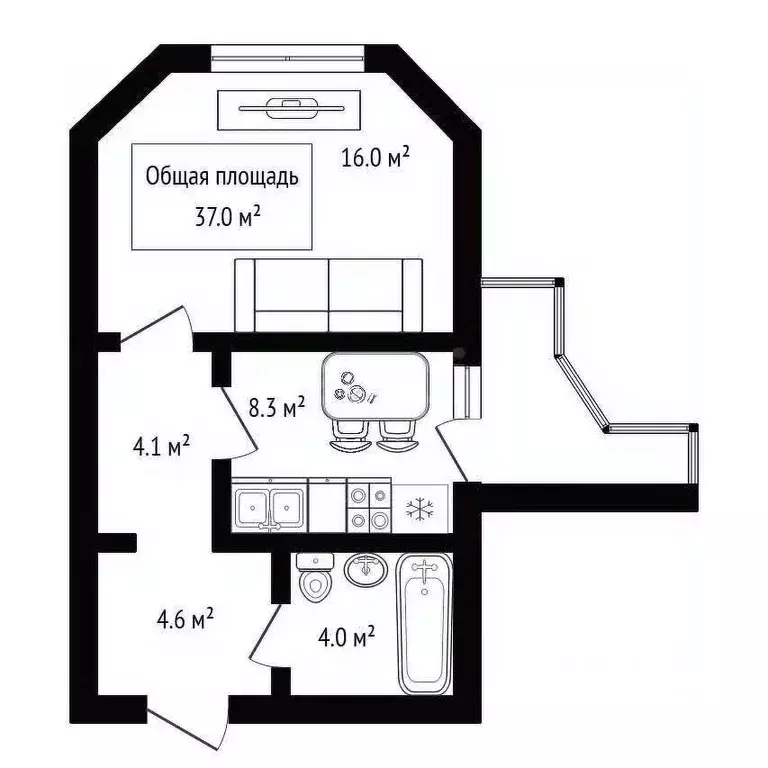 1-к кв. Новосибирская область, Новосибирск ул. Фрунзе, 51 (37.0 м) - Фото 2