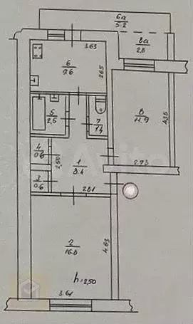 2-к. квартира, 54,8 м, 4/4 эт. - Фото 0