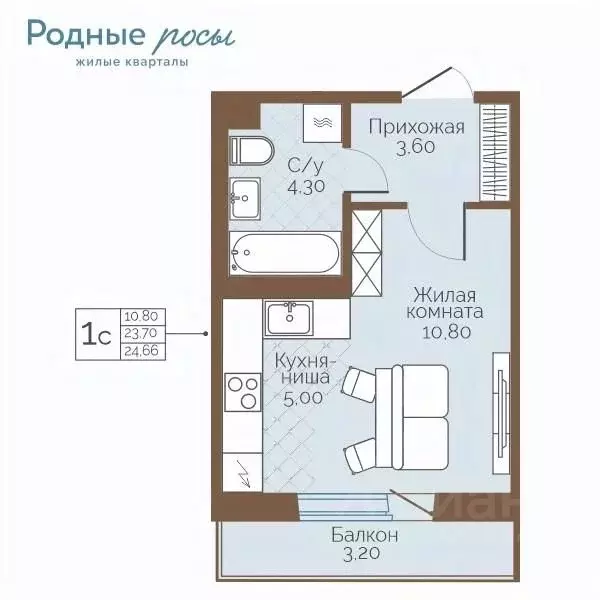 1-к кв. Пермский край, Пермский муниципальный округ, с. Фролы ул. ... - Фото 1