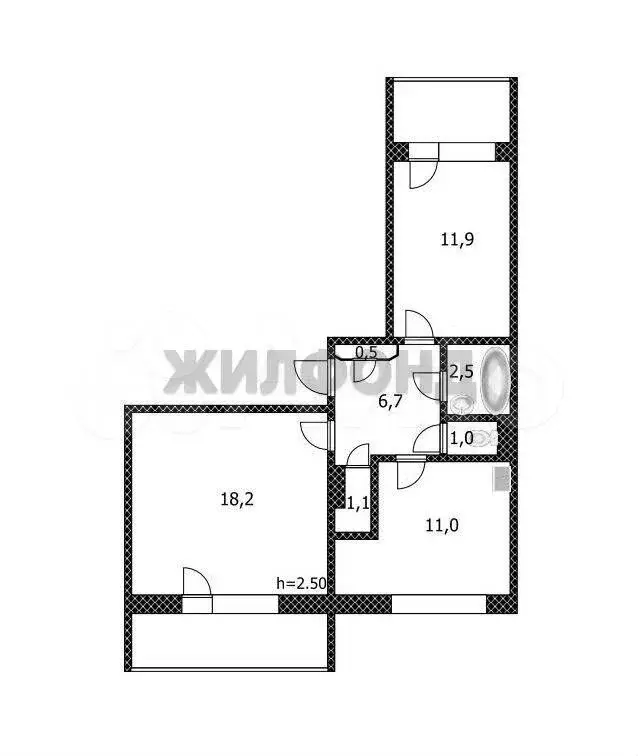 2-к. квартира, 53 м, 6/9 эт. - Фото 0