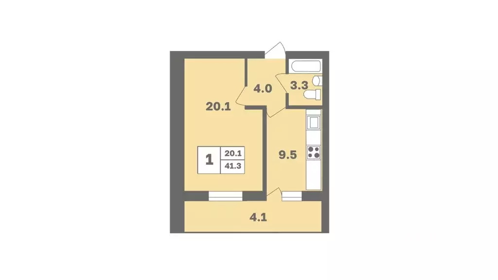 1-к кв. Башкортостан, Уфа Дагестанская ул., лит12 (41.3 м) - Фото 1