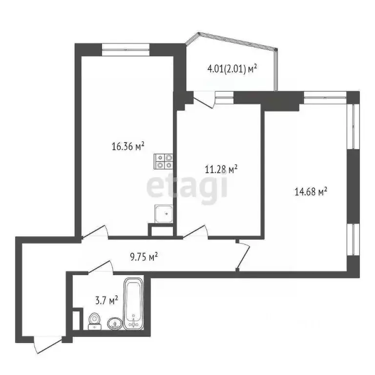 2-к кв. Ростовская область, Ростов-на-Дону Заводская ул., 11 (58.0 м) - Фото 1