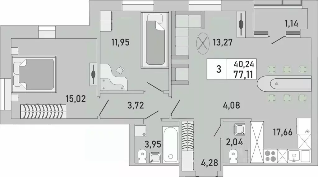 3-к кв. Башкортостан, Уфа Бакалинская ул., 9/1 (77.11 м) - Фото 0