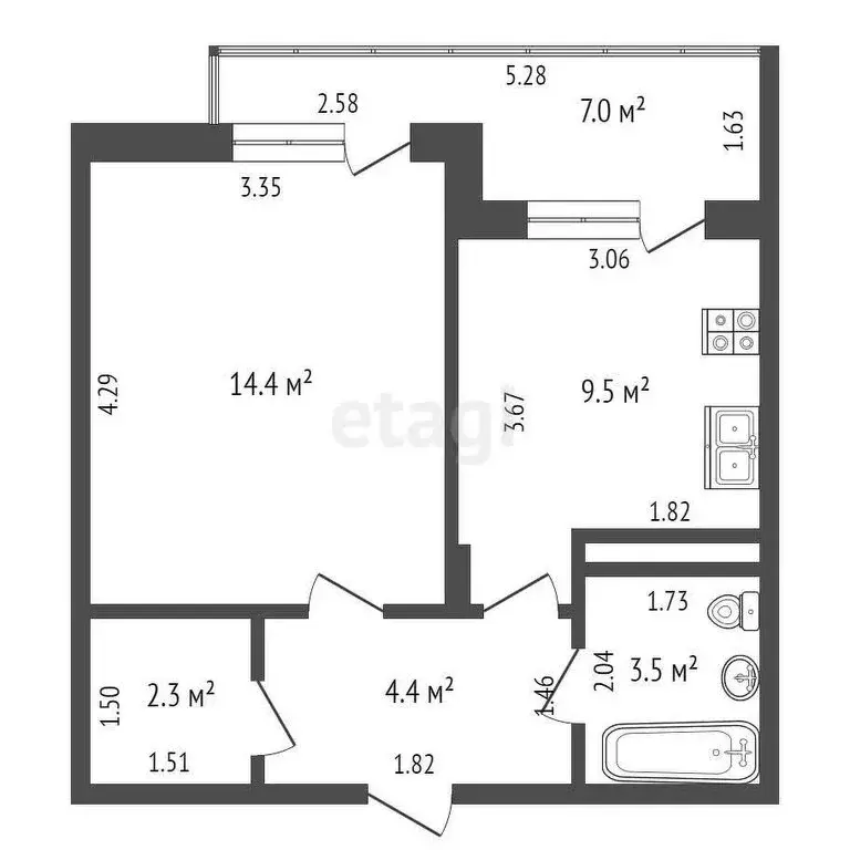 1-комнатная квартира: Сукко, улица Лукоморья, 6 (41.1 м) - Фото 1
